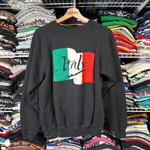 Vintage Italian flag graphic crewneck sweatshirt black L